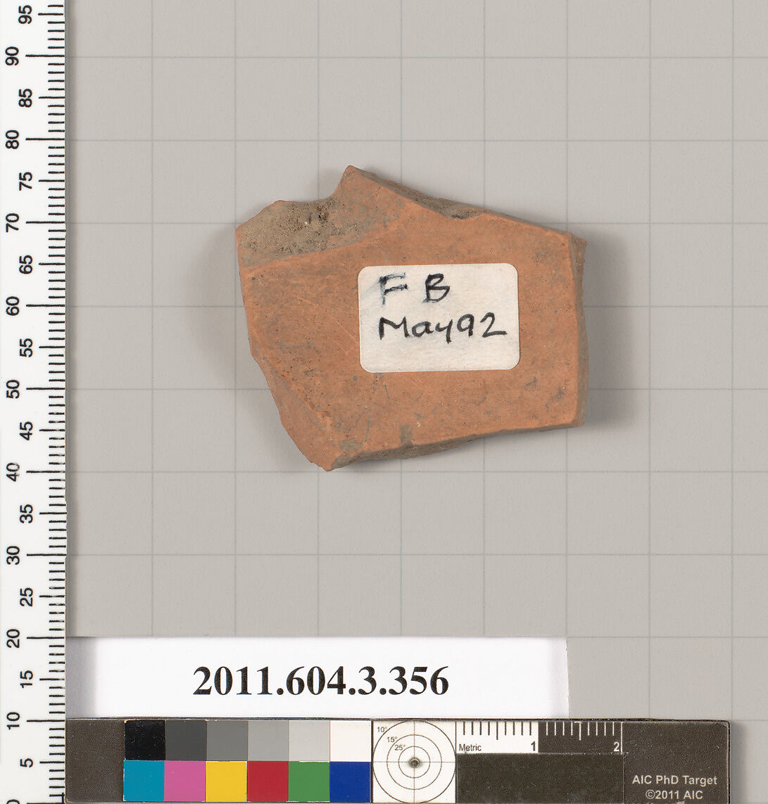 Terracotta fragment of a neck-amphora (jar), Terracotta, Greek, Attic