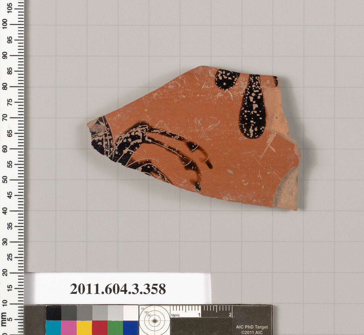 Terracotta fragment of a neck-amphora (jar), Terracotta, Greek, Attic 