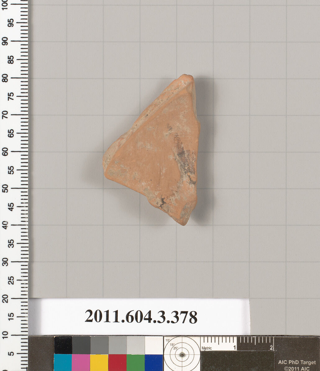 Terracotta fragment of a neck-amphora (jar), Terracotta, Greek, Attic