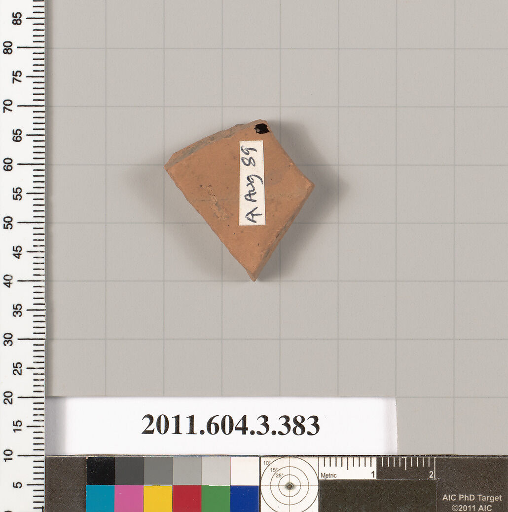 Terracotta fragment of a neck-amphora (jar), Terracotta, Greek, Attic