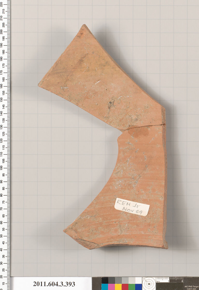 Terracotta fragment of a neck-amphora (jar), Terracotta, Greek, Attic