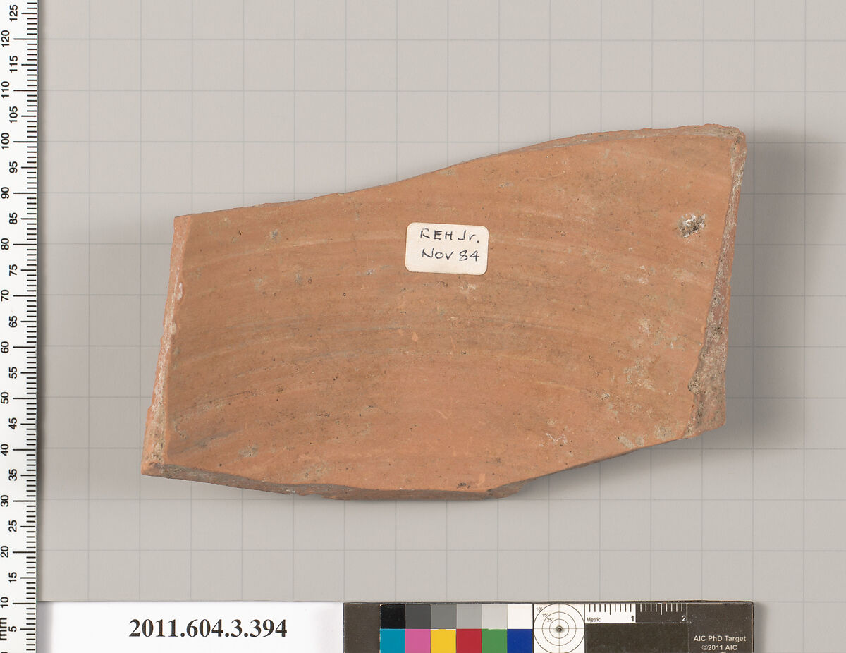 Terracotta fragment of a neck-amphora (jar), Terracotta, Greek, Attic