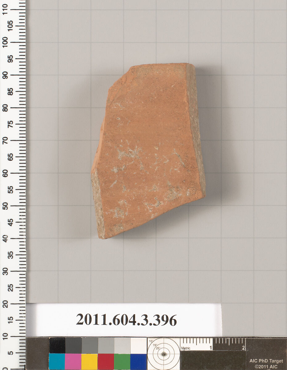 Terracotta fragment of a neck-amphora (jar), Terracotta, Greek, Attic