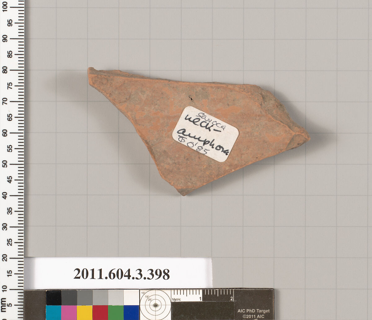 Terracotta fragment of a neck-amphora (jar), Terracotta, Greek, Attic