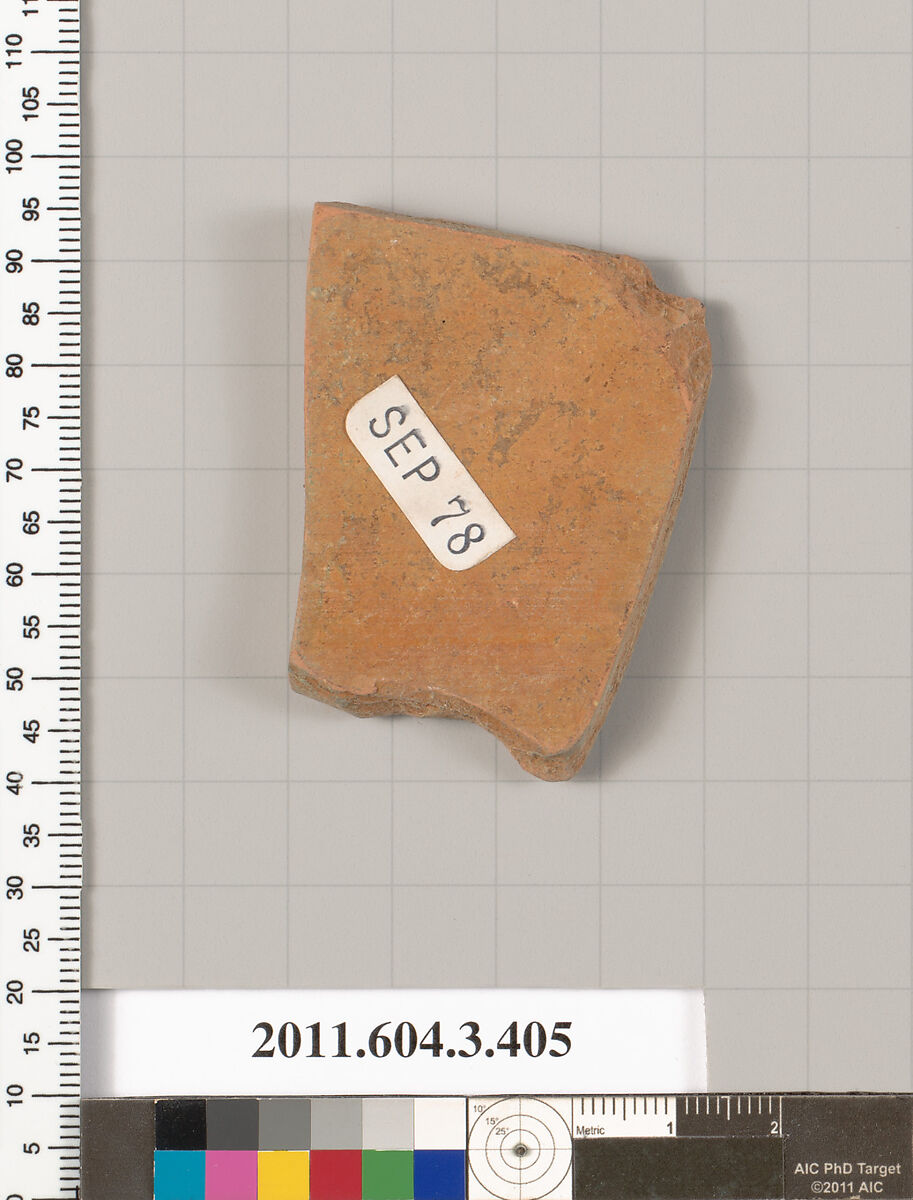 Terracotta fragment of a neck-amphora (jar), Terracotta, Greek, Attic