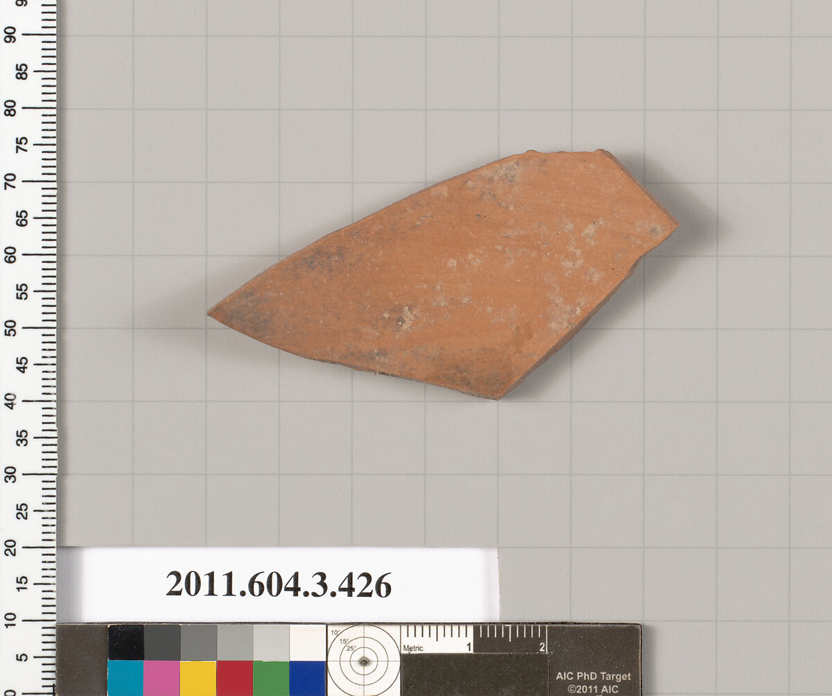 Terracotta fragment of a neck-amphora (jar), Terracotta, Greek, Attic