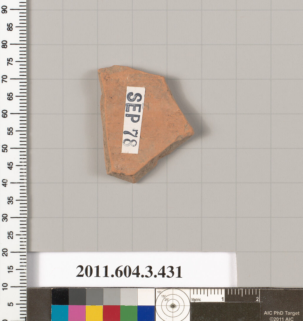 Terracotta fragment of a neck-amphora (jar), Terracotta, Greek, Attic
