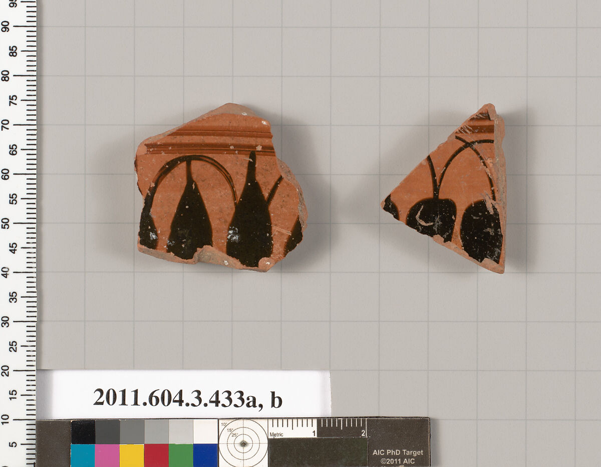 Terracotta fragments of neck-amphorae (jars), Terracotta, Greek, Attic 