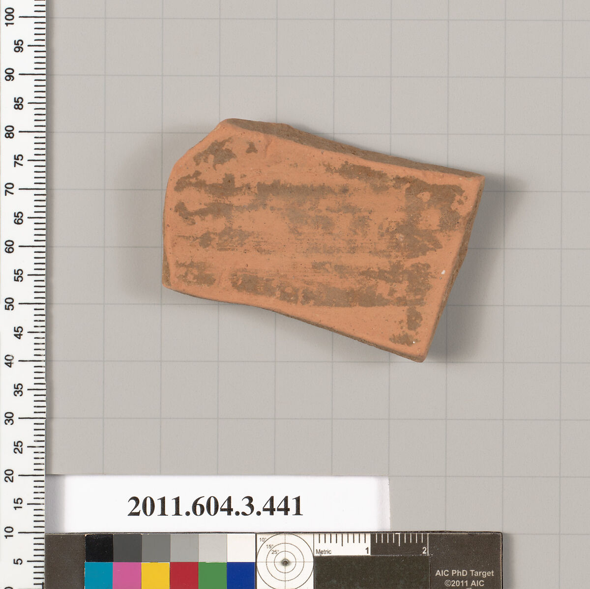 Terracotta fragment of a neck-amphora (jar), Terracotta, Greek, Attic