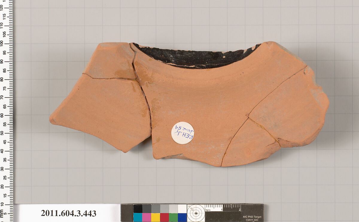 Terracotta fragment of a neck-amphora (jar), Terracotta, Greek, Attic