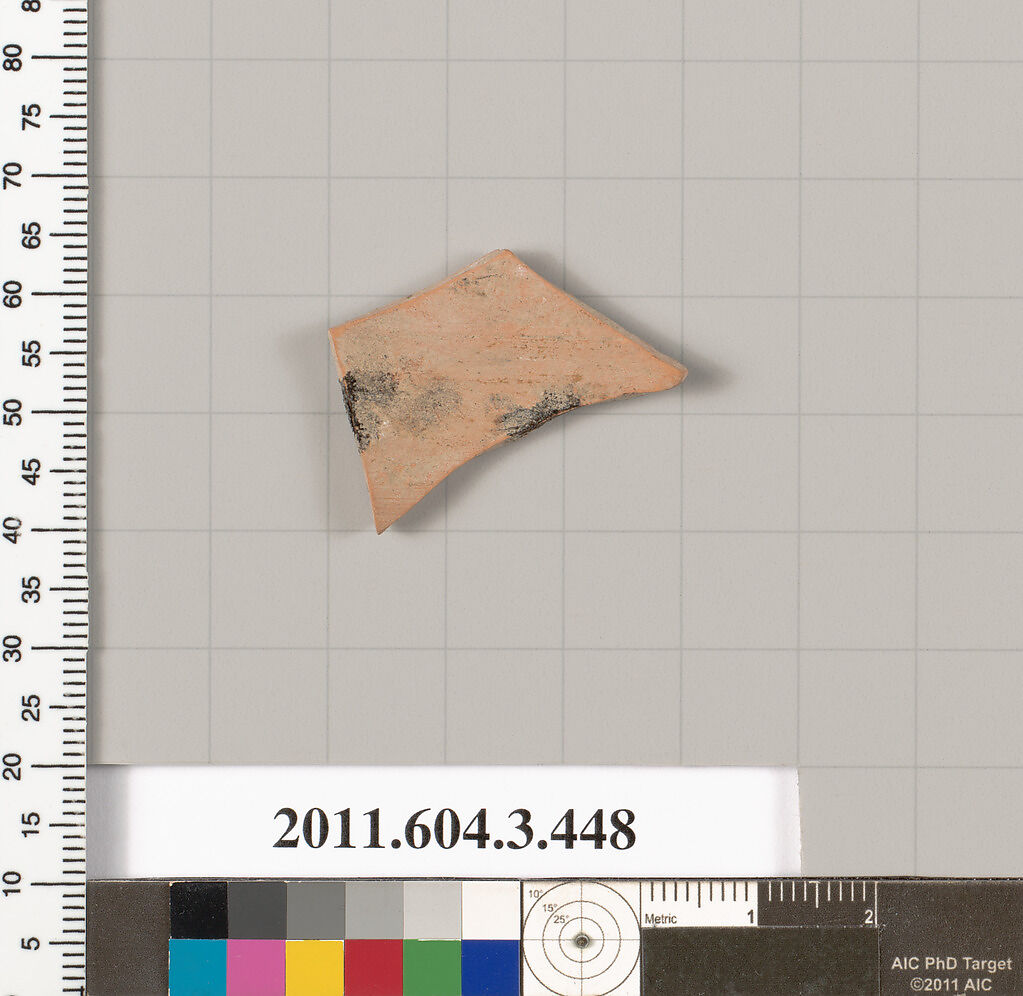 Terracotta fragment of a neck-amphora (jar), Terracotta, Greek, Attic