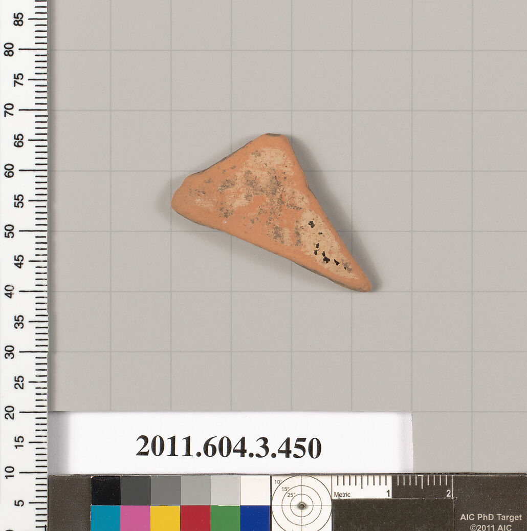 Terracotta fragment of a neck-amphora (jar), Terracotta, Greek, Attic 