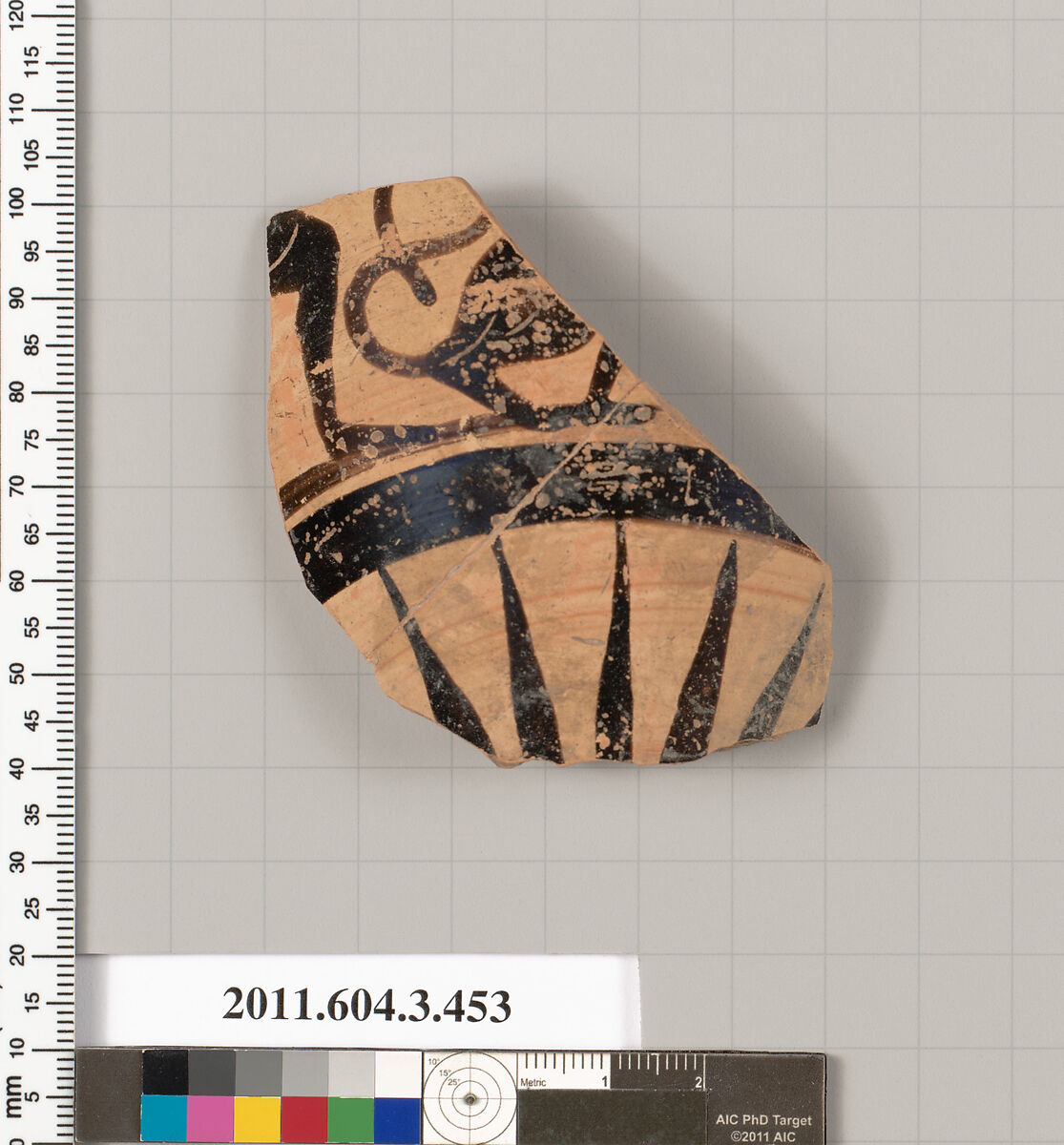 Terracotta fragment of a neck-amphora (jar), Terracotta, Greek, Attic 