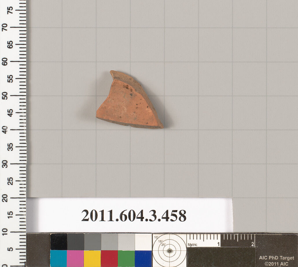 Terracotta fragment of a neck-amphora (jar), Terracotta, Greek, Attic