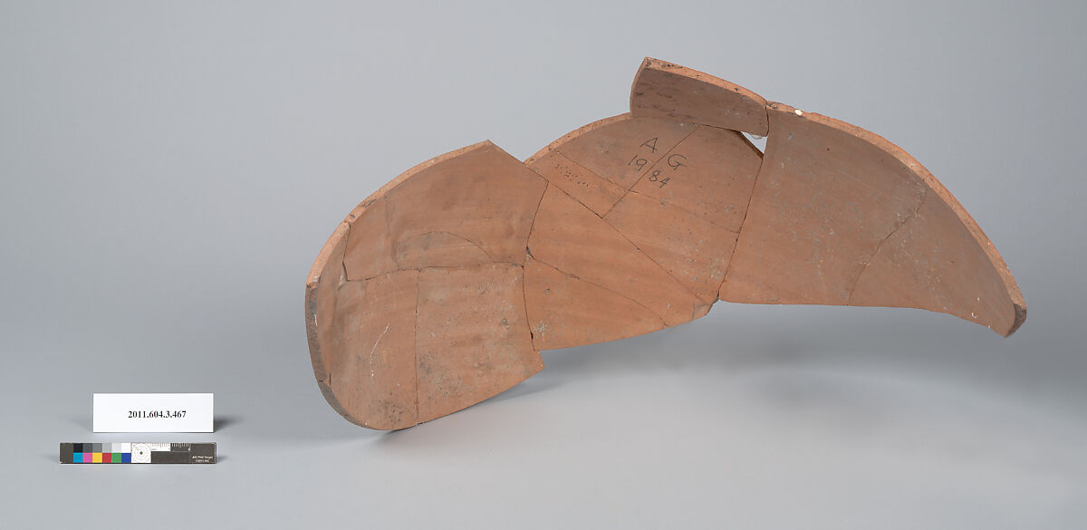 Terracotta fragment of an amphora (jar), Terracotta, Greek, Attic