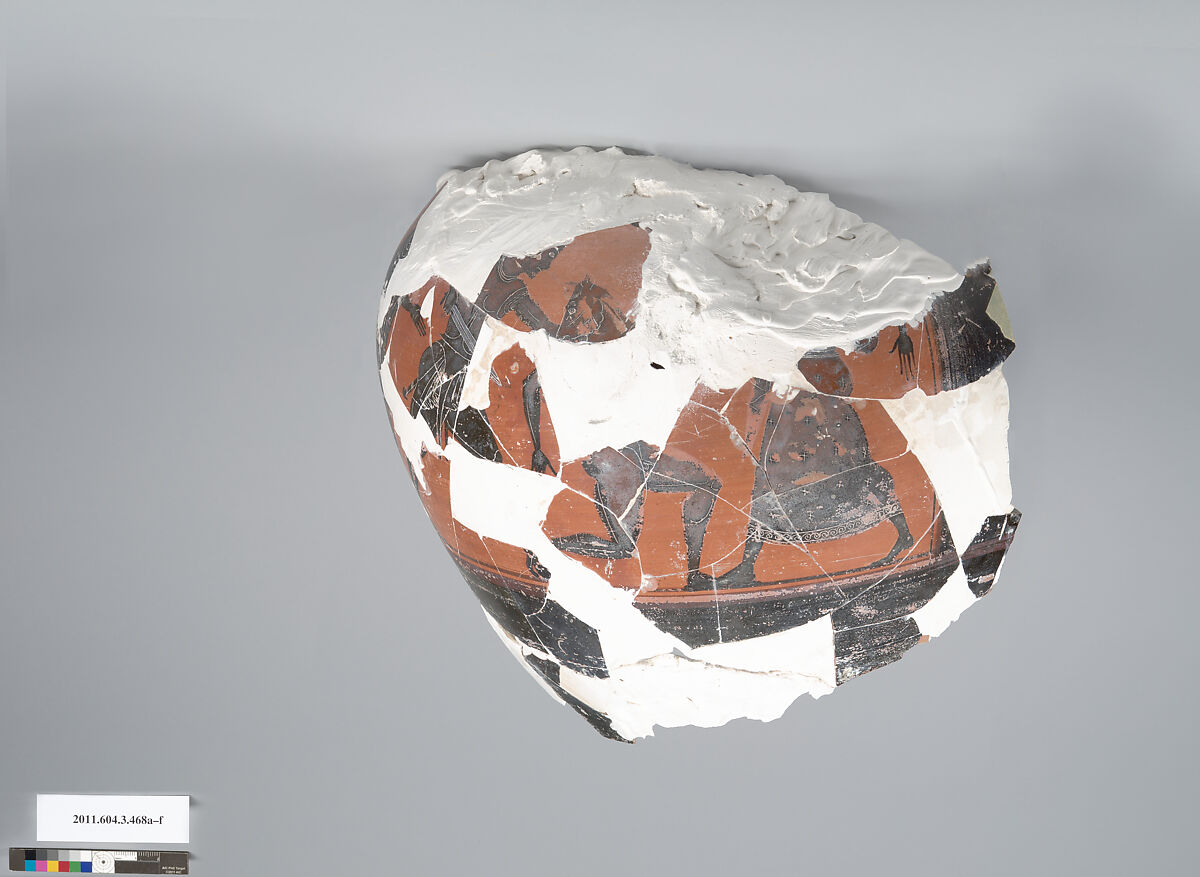 Terracotta fragments of an amphora (jar), Terracotta, Greek, Attic