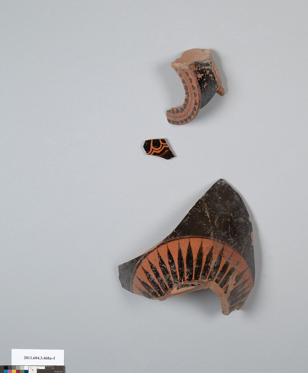 Terracotta fragments of an amphora (jar), Terracotta, Greek, Attic