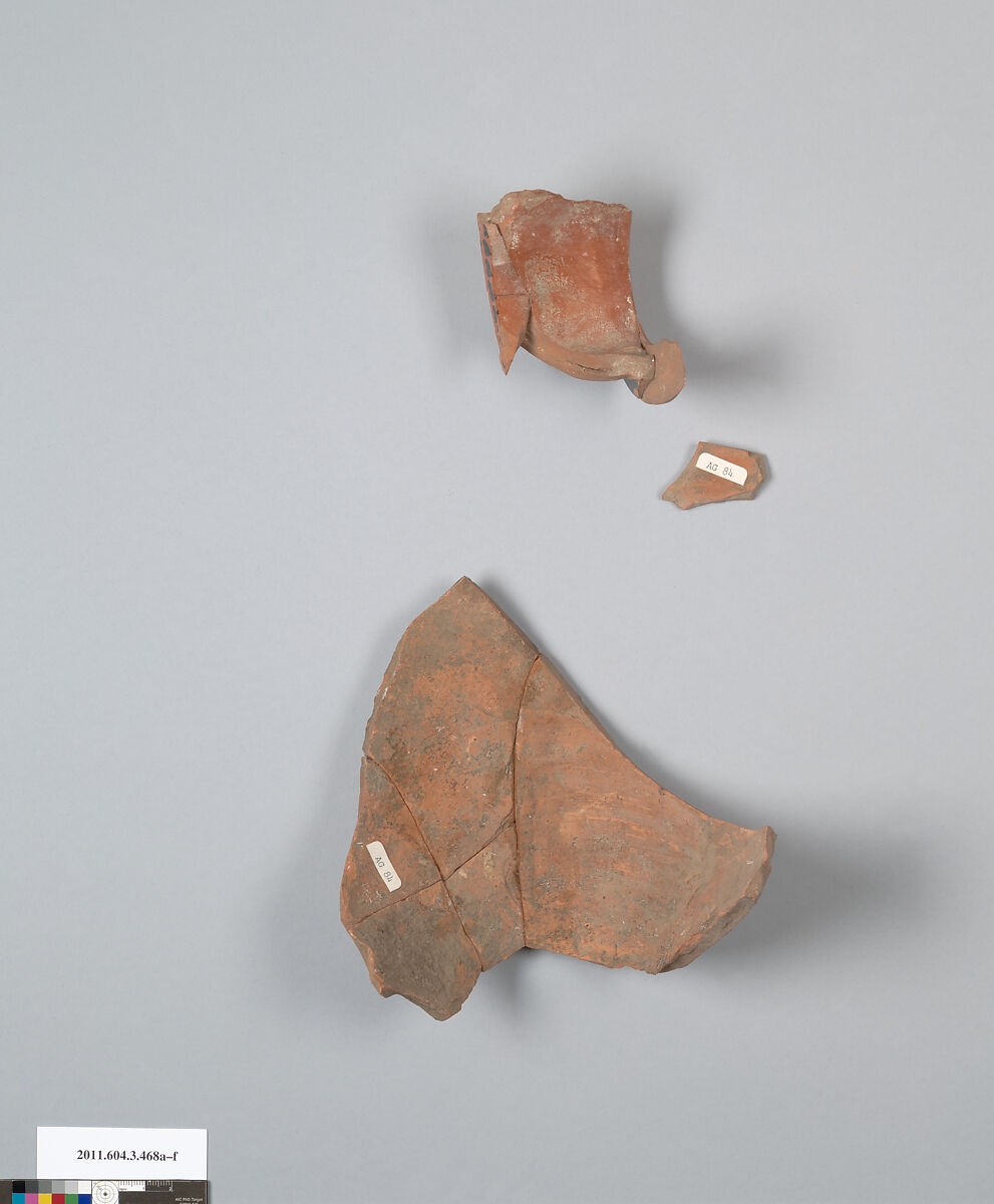 Terracotta fragments of an amphora (jar), Terracotta, Greek, Attic