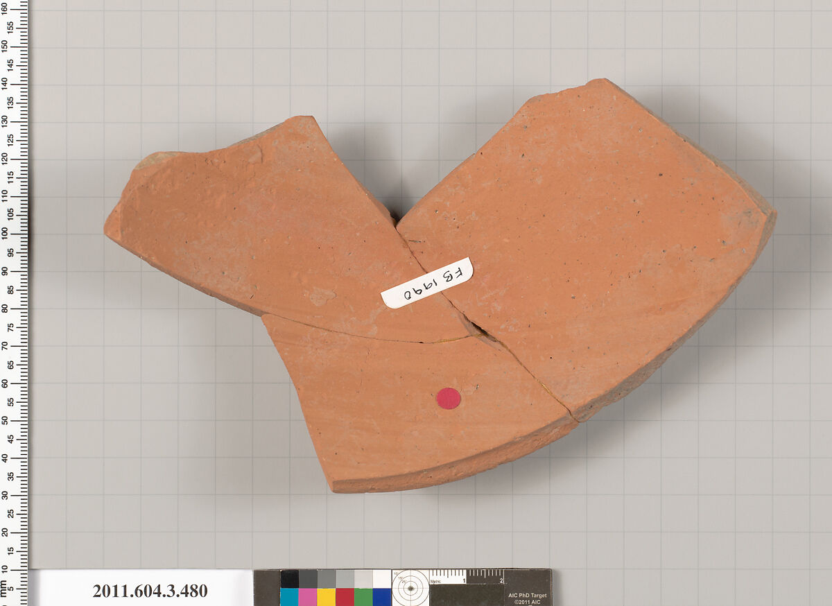 Terracotta fragment of a neck-amphora of Panathenaic shape, Terracotta, Greek, Attic