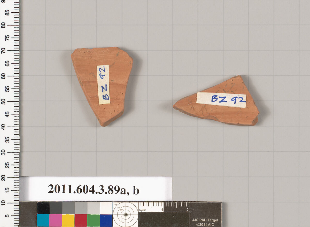Terracotta fragments of an amphora (jar), Terracotta, Greek, Attic