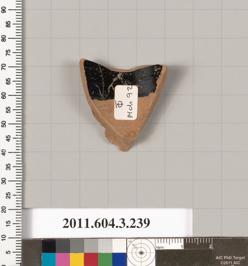 Terracotta fragment of an undetermined shape, Terracotta, Greek, Attic