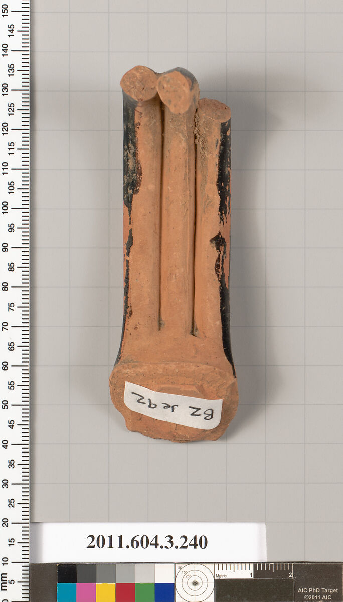 Terracotta fragment of a neck-amphora (jar), Terracotta, Greek, Attic