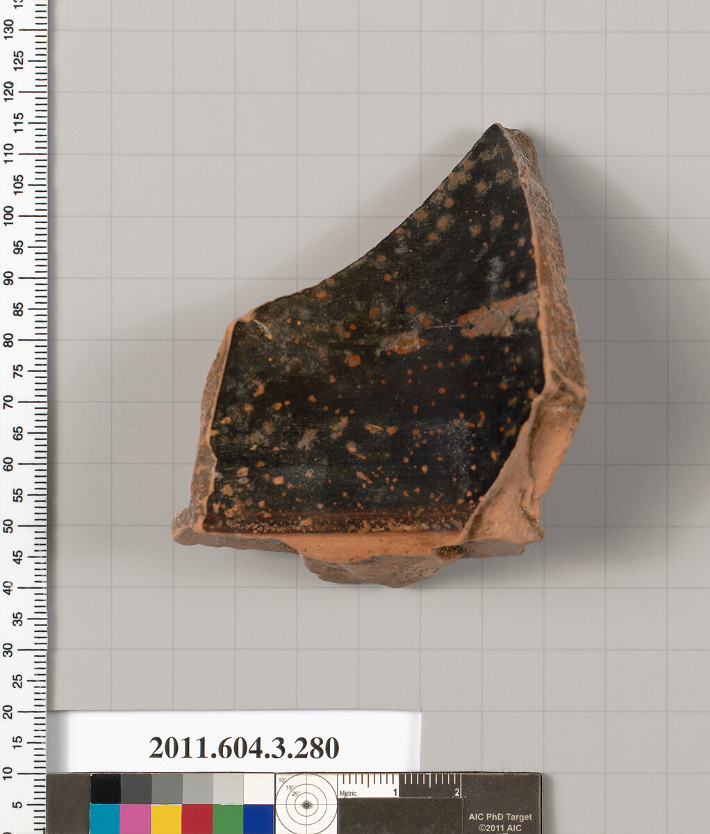 Terracotta fragment of a neck-amphora (jar), Terracotta, Greek, Attic