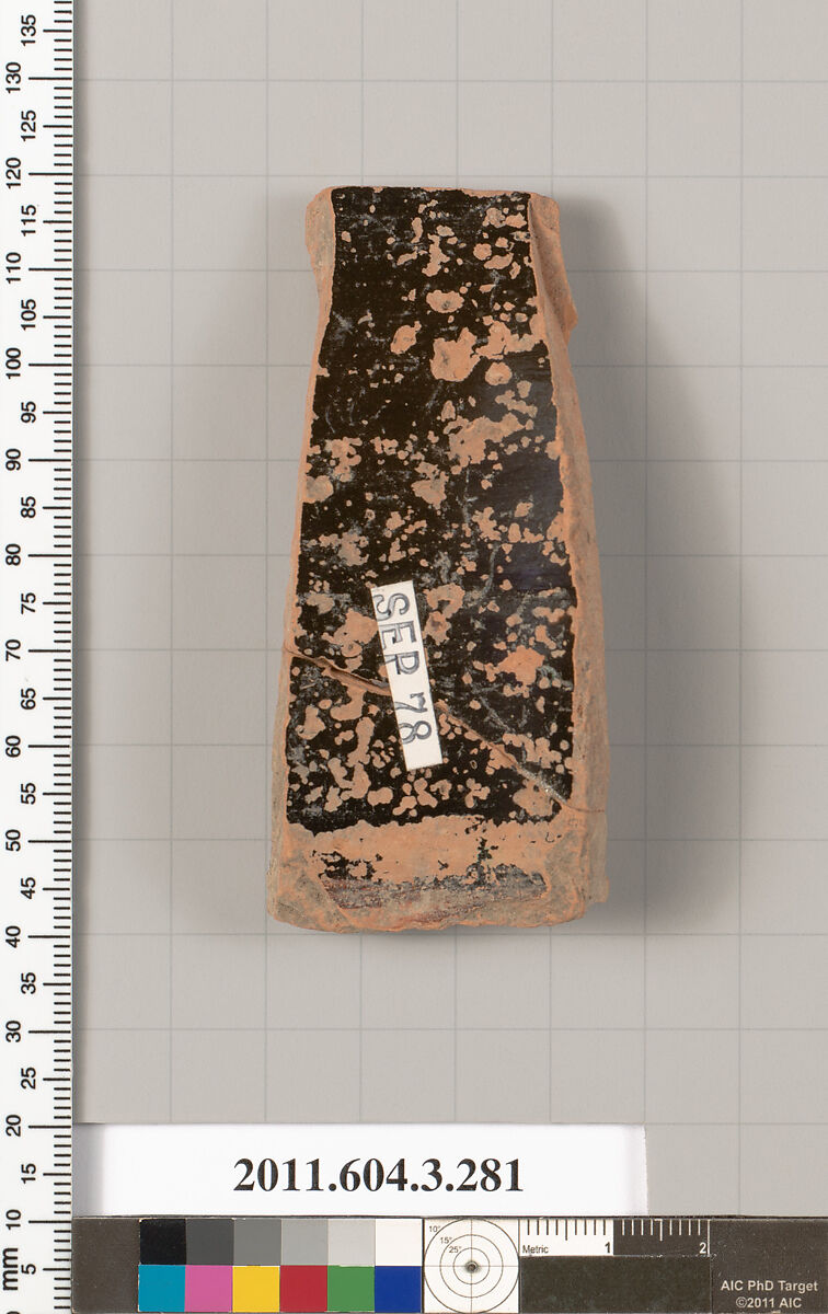 Terracotta fragment of a neck-amphora (jar), Terracotta, Greek, Attic