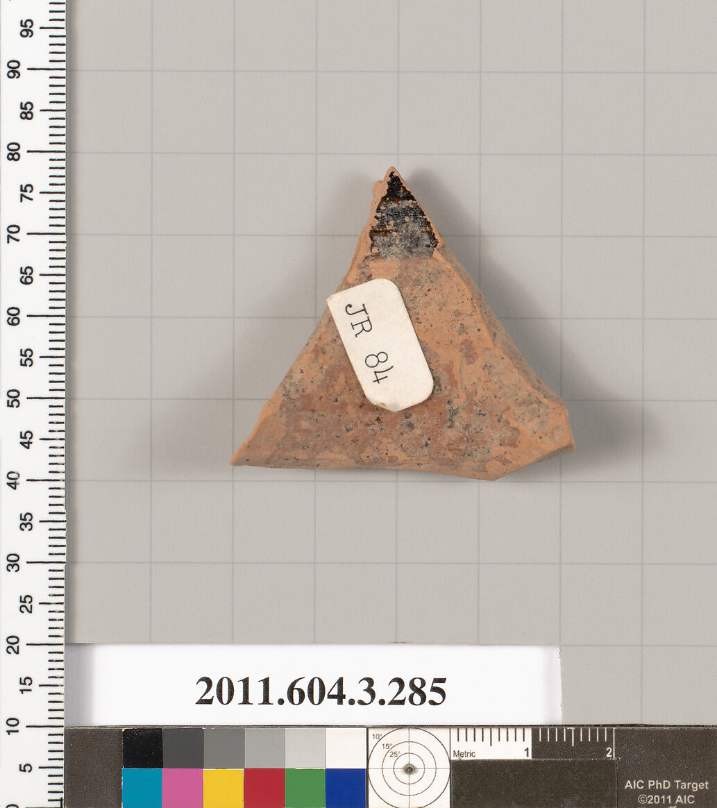 Terracotta fragment of a neck-amphora (jar), Terracotta, Greek, Attic