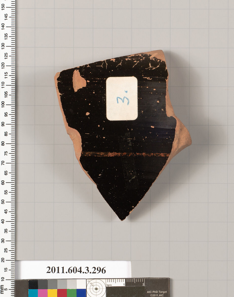 Terracotta fragment of a neck-amphora (jar), Terracotta, Greek, Attic