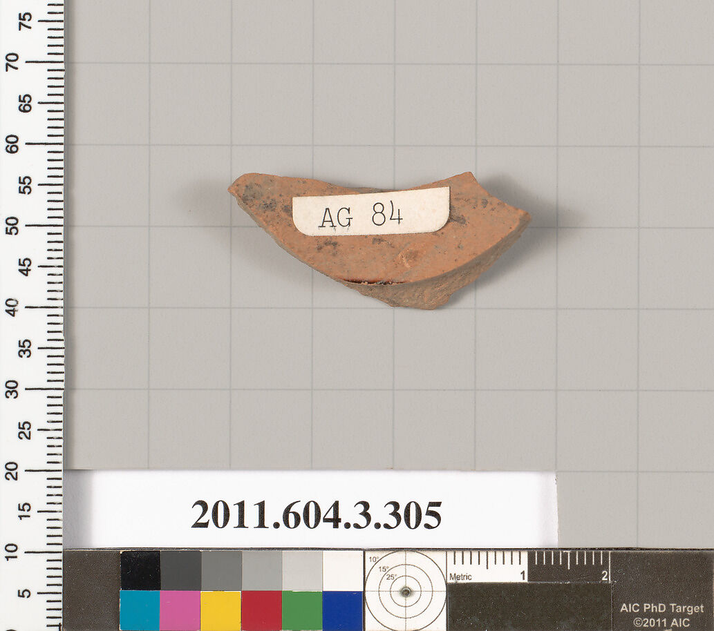 Terracotta fragment of a neck-amphora (jar), Terracotta, Greek, Attic