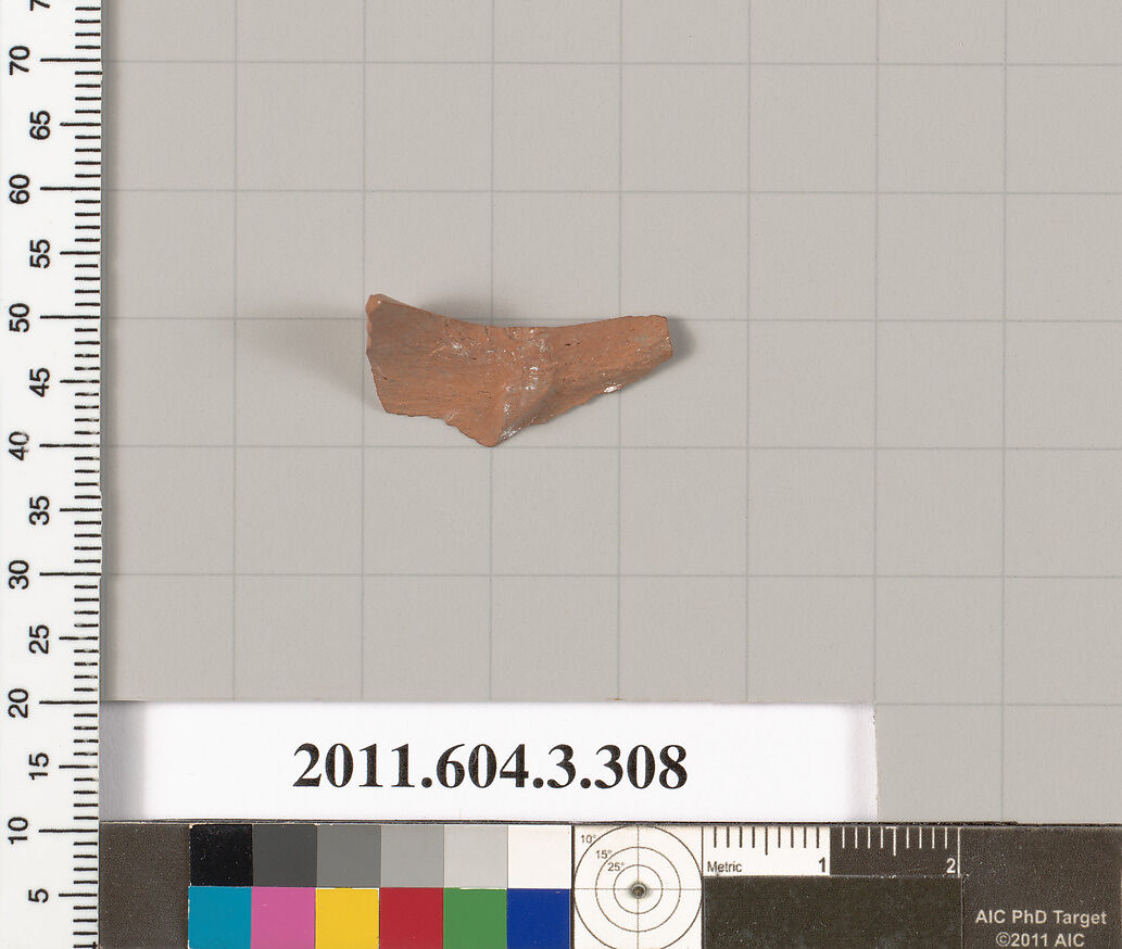 Terracotta fragment of a neck-amphora (jar), Terracotta, Greek, Attic