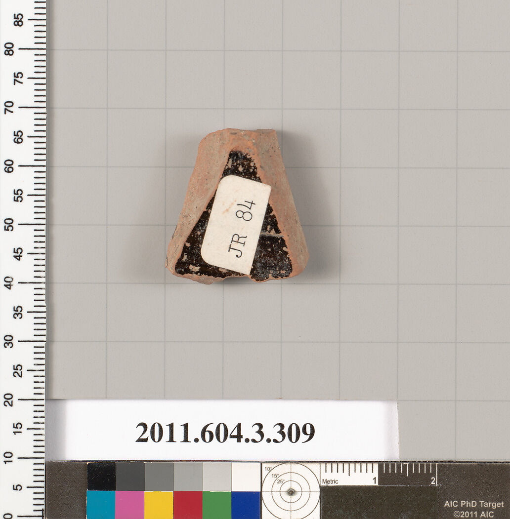 Terracotta fragment of a neck-amphora (jar), Terracotta, Greek, Attic