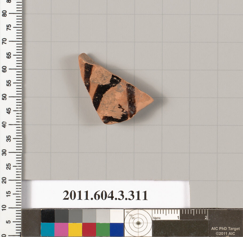 Terracotta fragment of a neck-amphora (jar), Terracotta, Greek, Attic