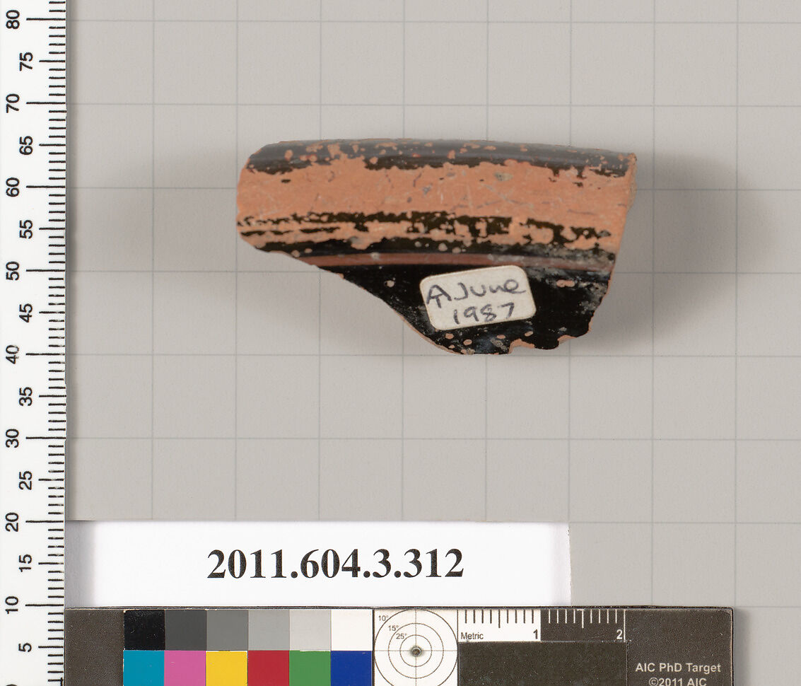 Terracotta fragment of a calyx-krater (bowl for mixing wine and water)?, Terracotta, Greek, Attic