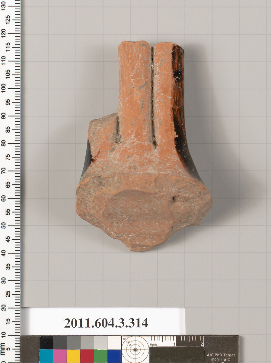 Terracotta fragment of an neck-amphora (jar), Terracotta, Greek, Attic