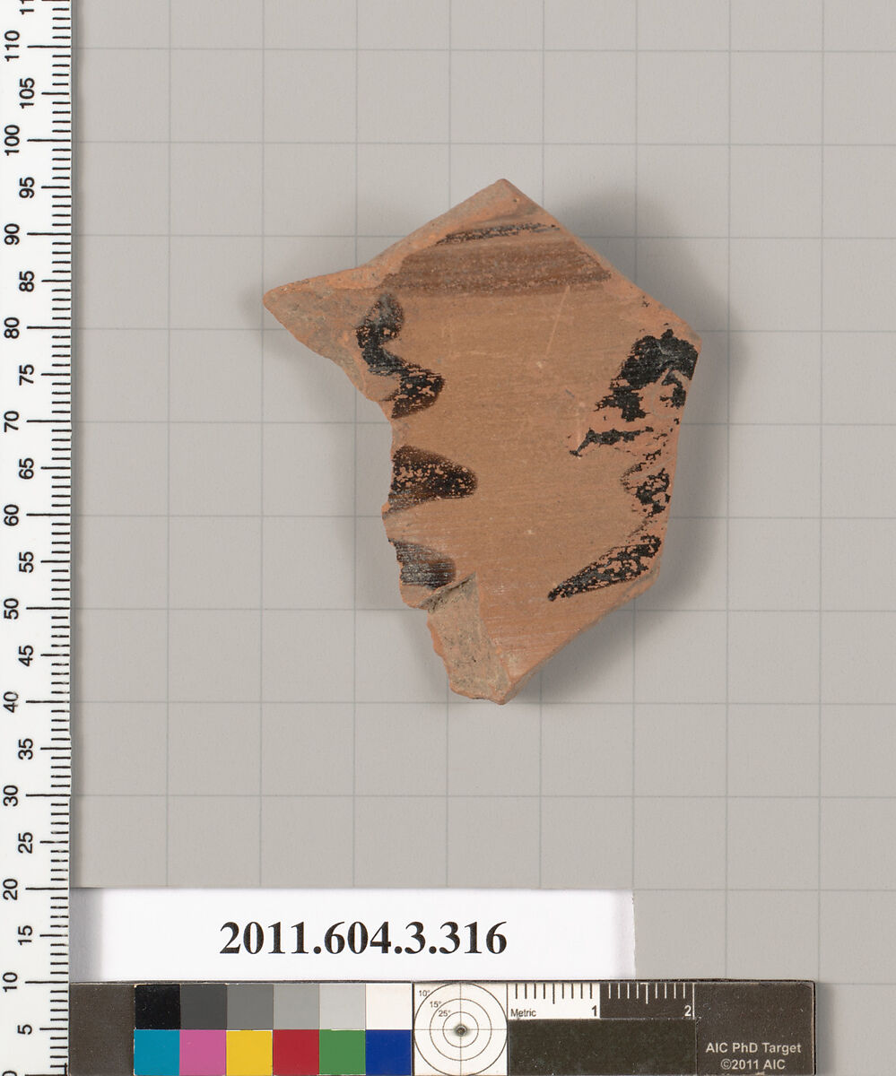 Terracotta fragment of an neck-amphora (jar)?, Terracotta, Greek, Attic? 