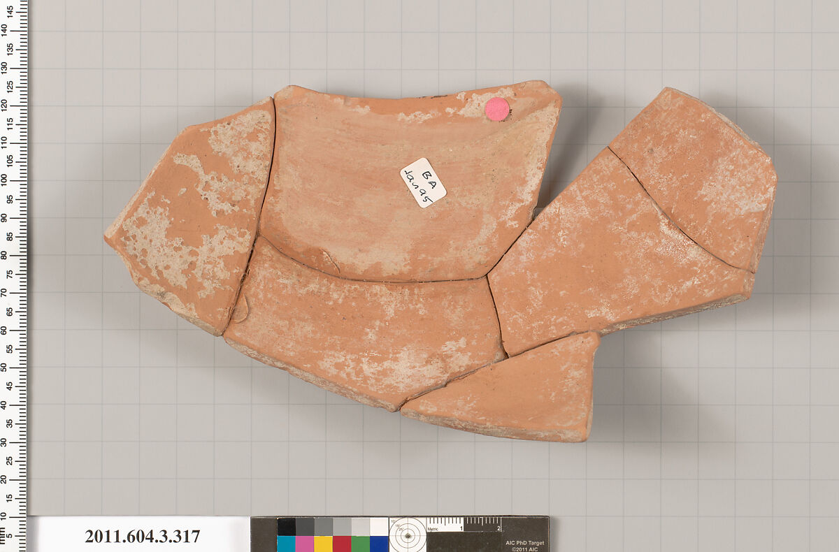 Terracotta fragment of a neck-amphora (jar), Terracotta, Greek, Attic