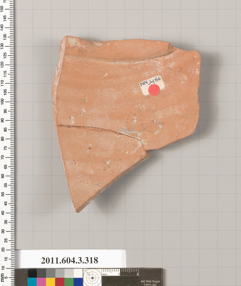 Terracotta fragment of a neck-amphora (jar), Terracotta, Greek, Attic