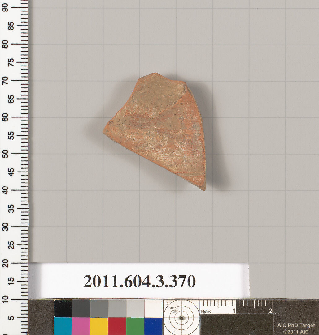 Terracotta fragment of a neck-amphora (jar), Terracotta, Greek, Attic