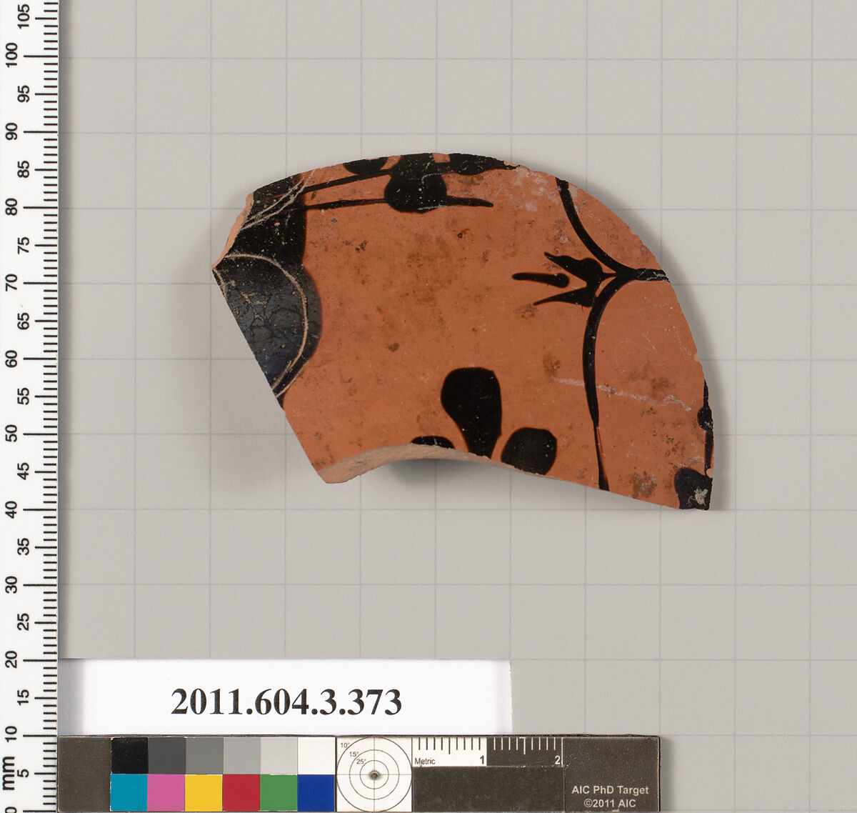 Terracotta fragment of a neck-amphora (jar), Terracotta, Greek, Attic 