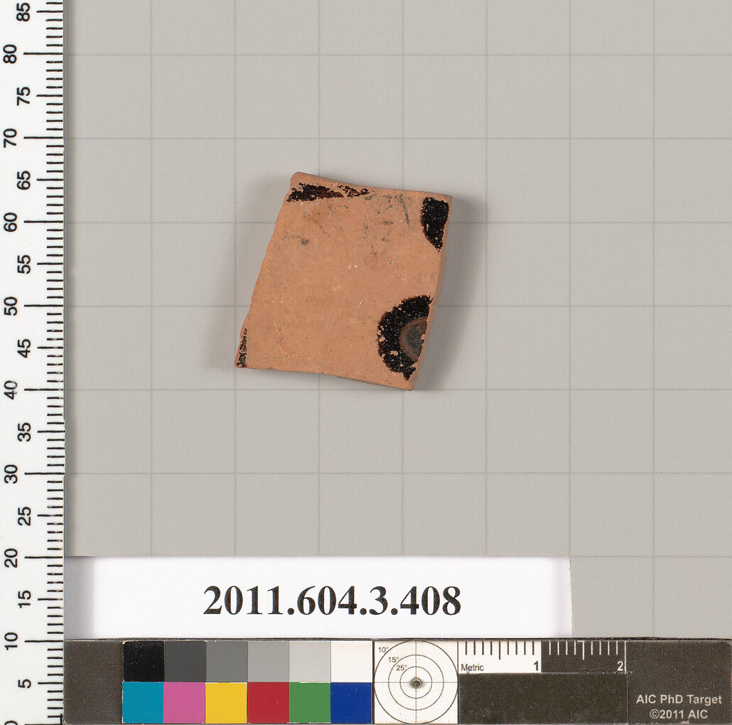 Terracotta fragment of a neck-amphora (jar), Terracotta, Greek, Attic 