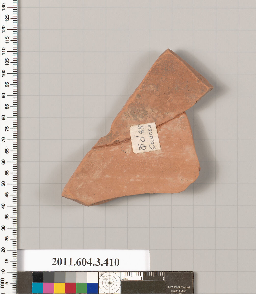 Terracotta fragment of a neck-amphora (jar), Terracotta, Greek, Attic