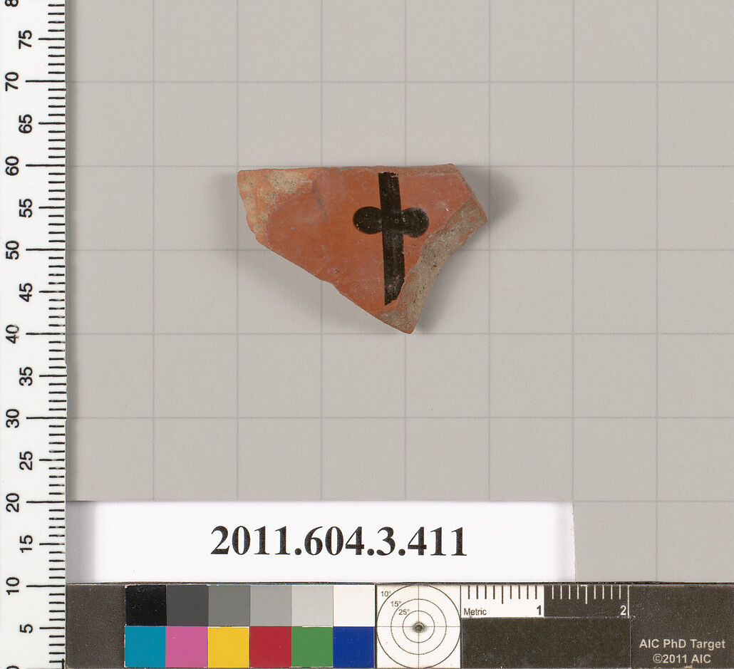 Terracotta fragment of a neck-amphora (jar), Terracotta, Greek, Attic 