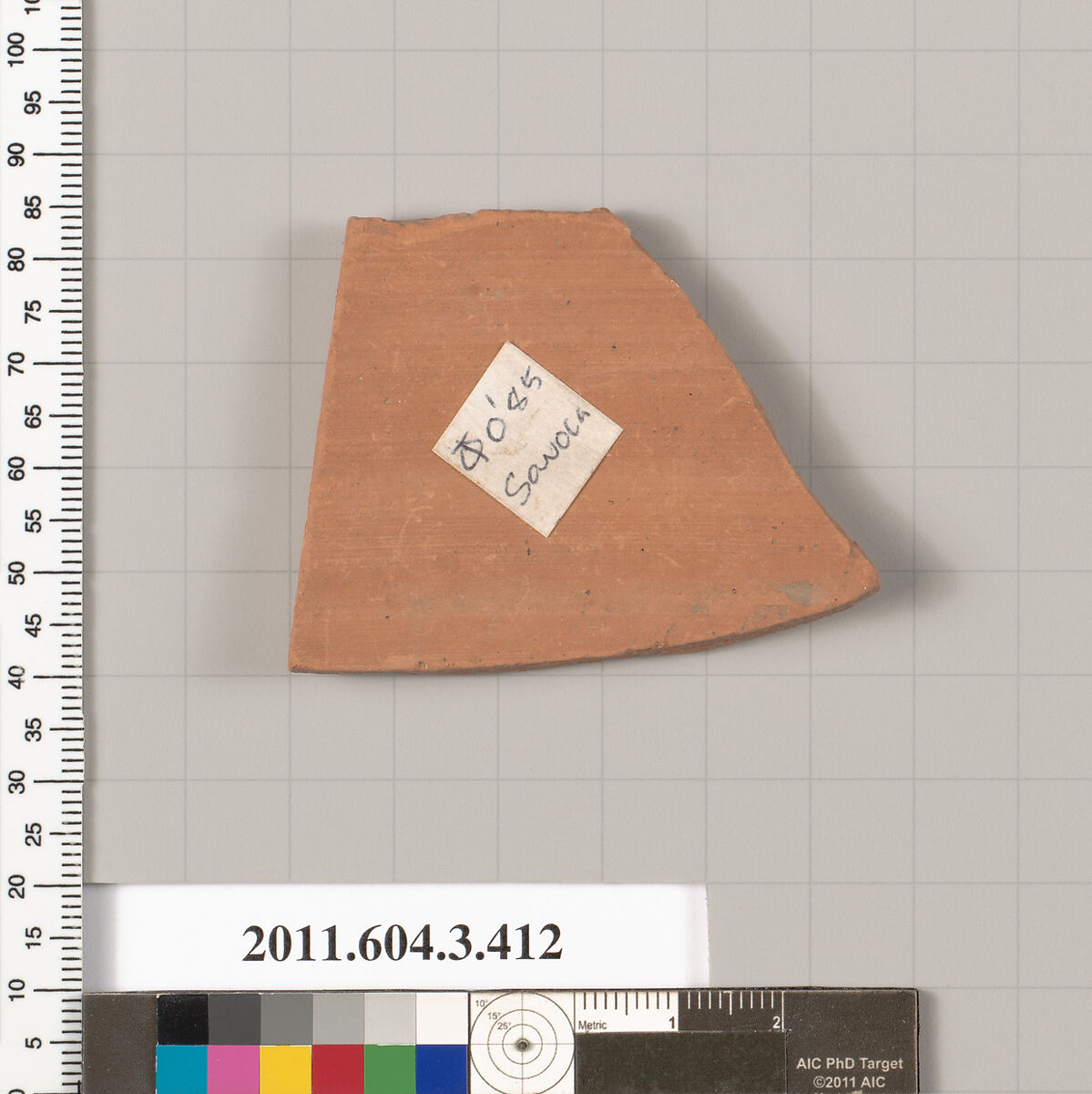 Terracotta fragment of a neck-amphora (jar), Terracotta, Greek, Attic