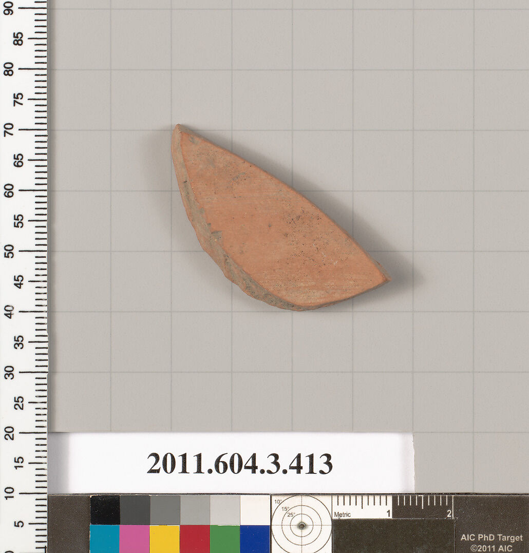 Terracotta fragment of a neck-amphora (jar), Terracotta, Greek, Attic
