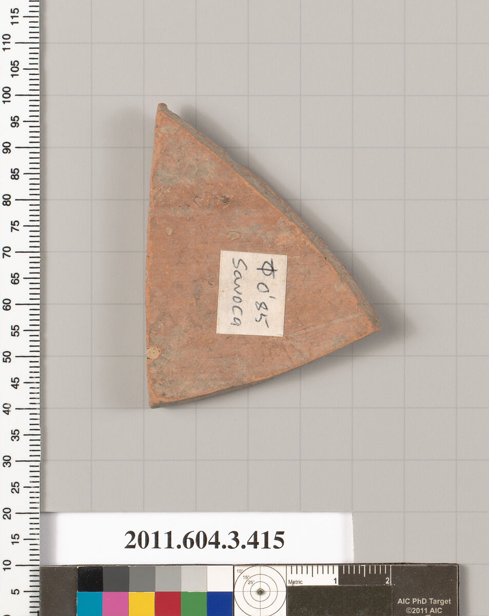 Terracotta fragment of a neck-amphora (jar), Terracotta, Greek, Attic