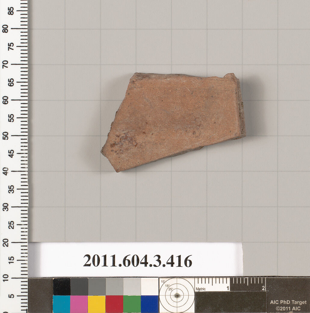 Terracotta fragment of a neck-amphora (jar), Terracotta, Greek, Attic