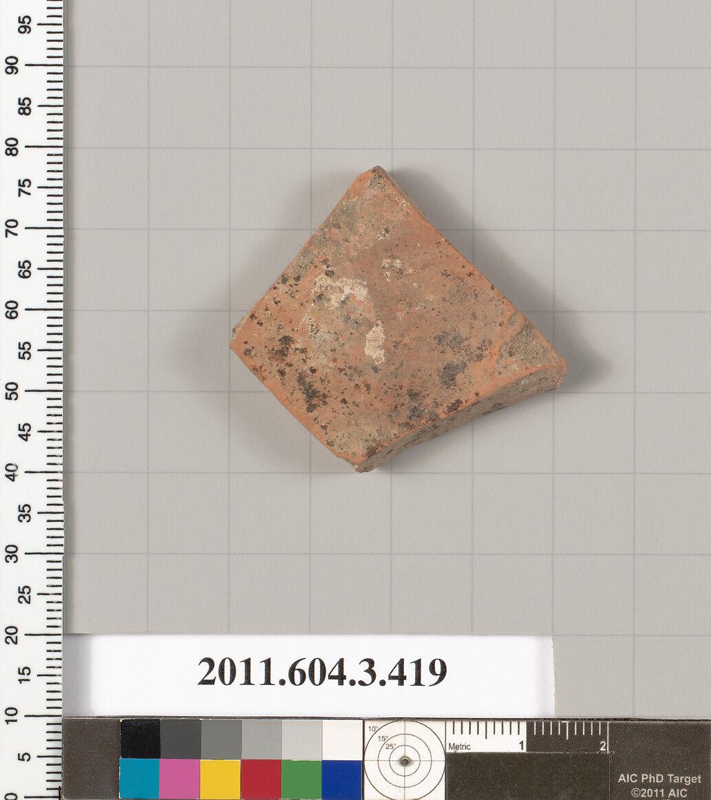 Terracotta fragment of a neck-amphora (jar), Terracotta, Greek, Attic