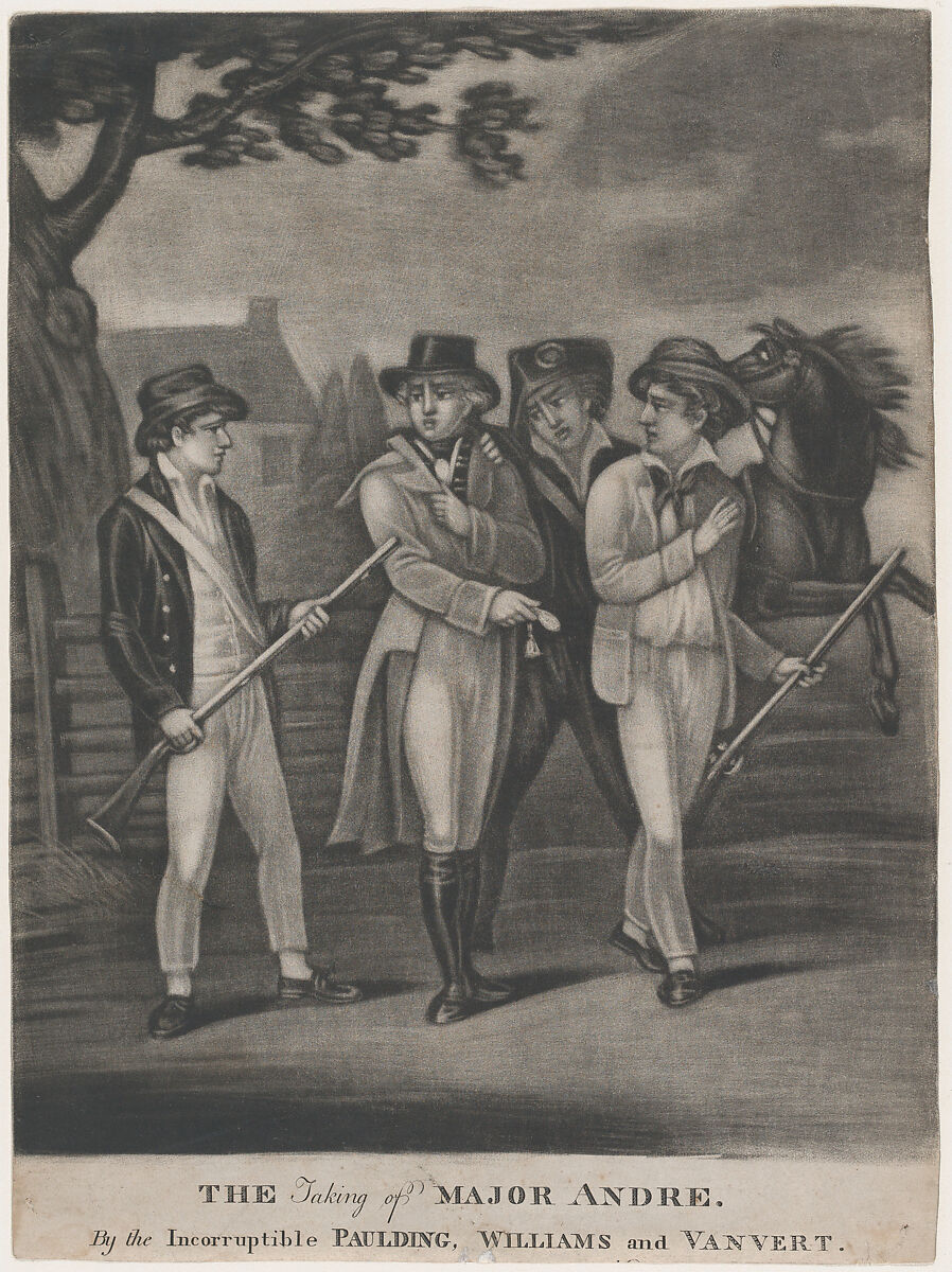The Taking of Major André by the Incorruptible Paulding, Williams and Vanvert, T. W. Freeman (American, active 1812), Mezzotint 